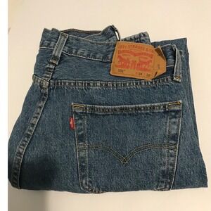 Levis 501 Original Fit Straight Leg Blue Denim Button Fly Jeans W34 L32